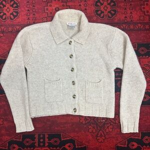 Vintage 90s 100% Shetland wool collared cardigan